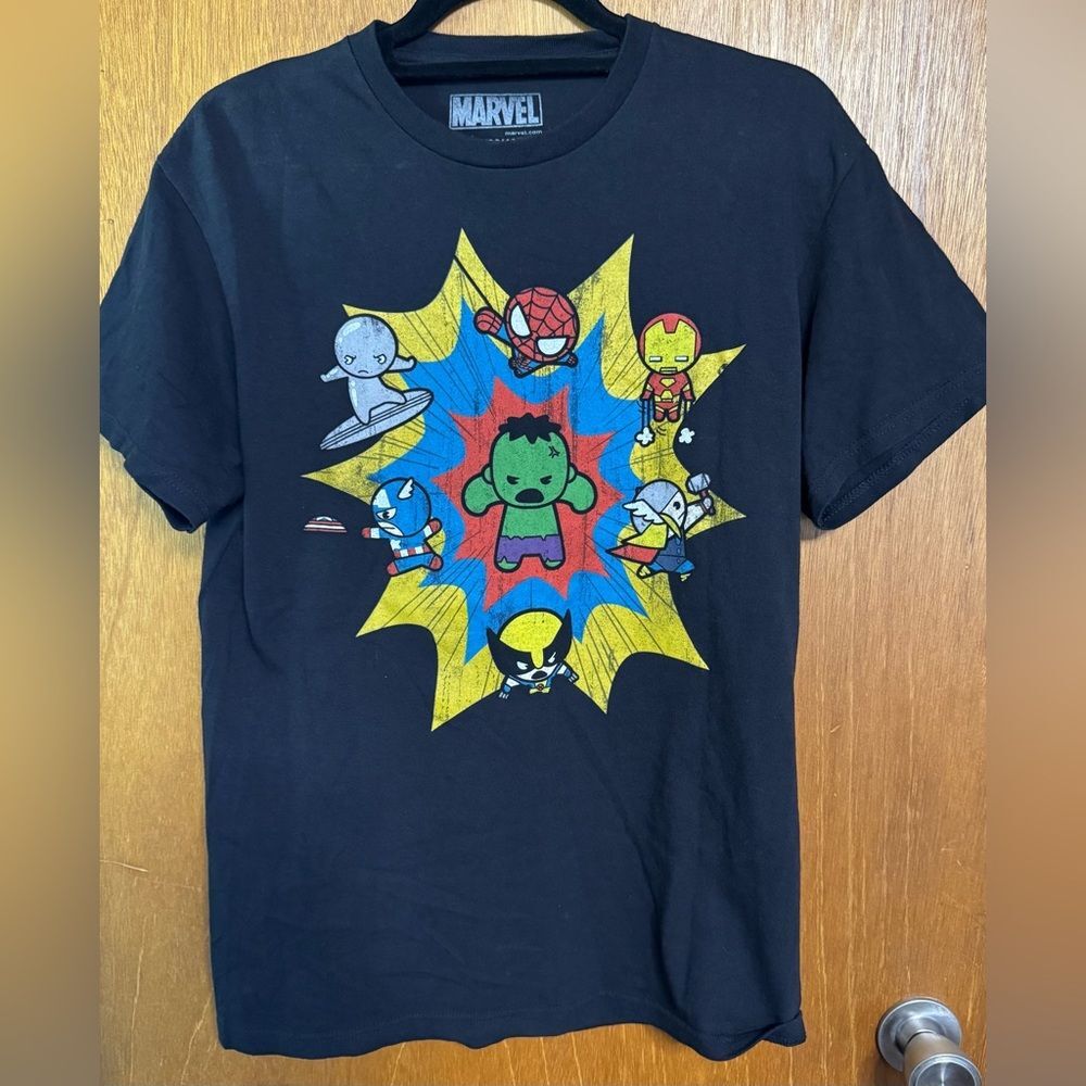 Marvel Mens Black Superhero Graphic T-Shirt